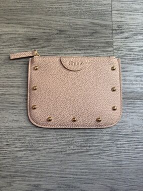 Small Pebbled Leather Pouch in Blush Pink